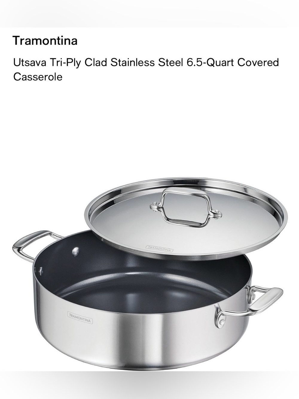 Tramontina Utsava Covered Casserole - Stainless Steel